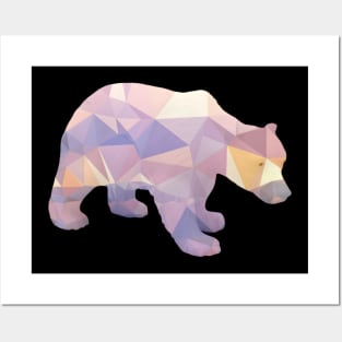 Abstract Triangles bear in pink purple, and gold Posters and Art